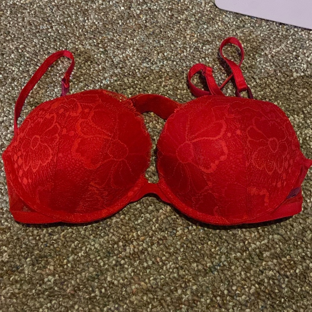 Red bra with flower design